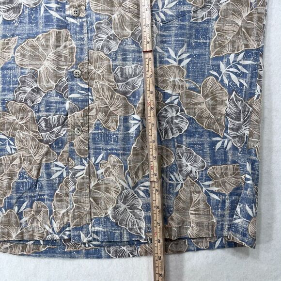 Vintage Cooke Street Shirt Men L Blue Hawaiian Inside Out Tropical Floral Beach - Picture 7 of 11